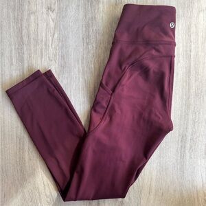 Lululemon Athletica Align High Rise Leggings Yoga Workout 25” Pockets Burgundy 4